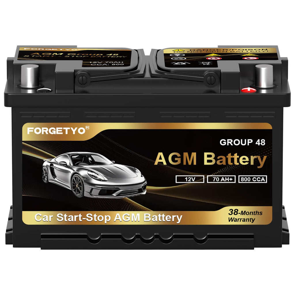 Group Size 48 AGM Car Battery, 12V 70 AH, 800 CCA E512