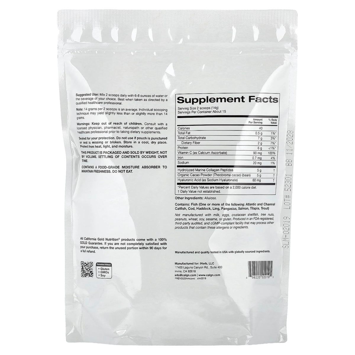 Hydrolyzed Marine Collagen Peptides with Cocoa, 7.3 oz Y34007