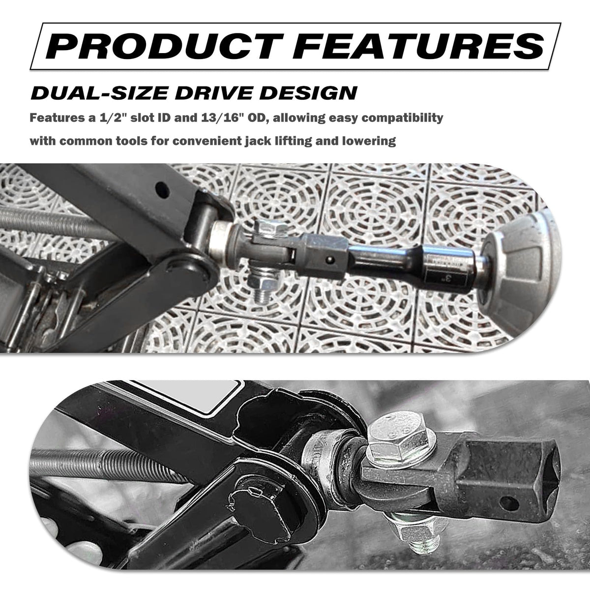 Scissor Jack Adapter for 1/2" Impact Drills or 13/16" Lug Wrench T8284