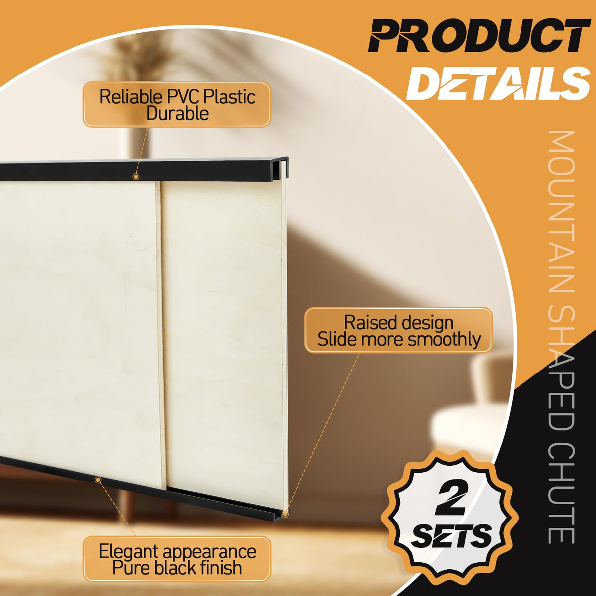 2 Sets Plastic Sliding Door Track Set E184244
