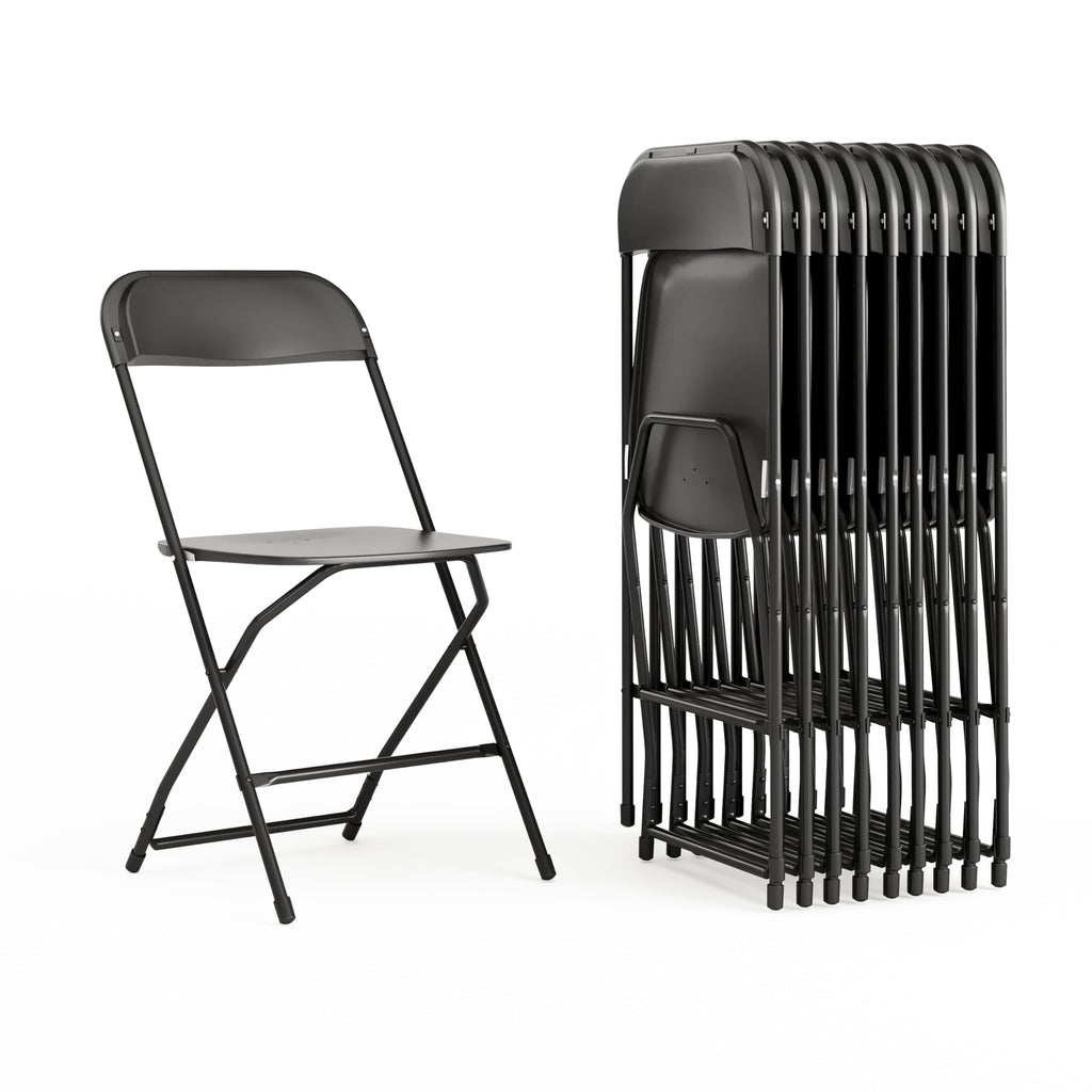 Black Plastic Folding Chair 10-Pack J421
