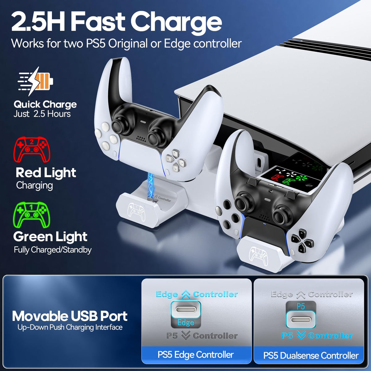 PS5 Horizontal Stand and Cooling Station with Controller Charging Station M591318