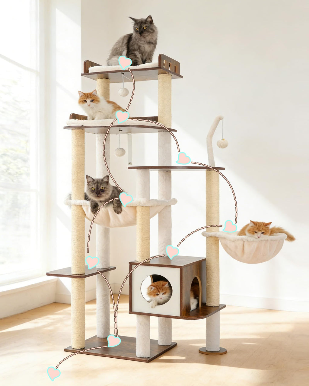 70.5" Wood Tall Cat Tree I89166