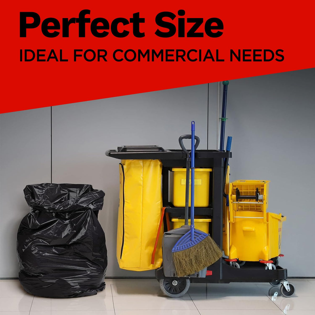 55-60 Gallon Heavy Duty Trash Bags, 50 Count, Black, 2.5 Mil N870289