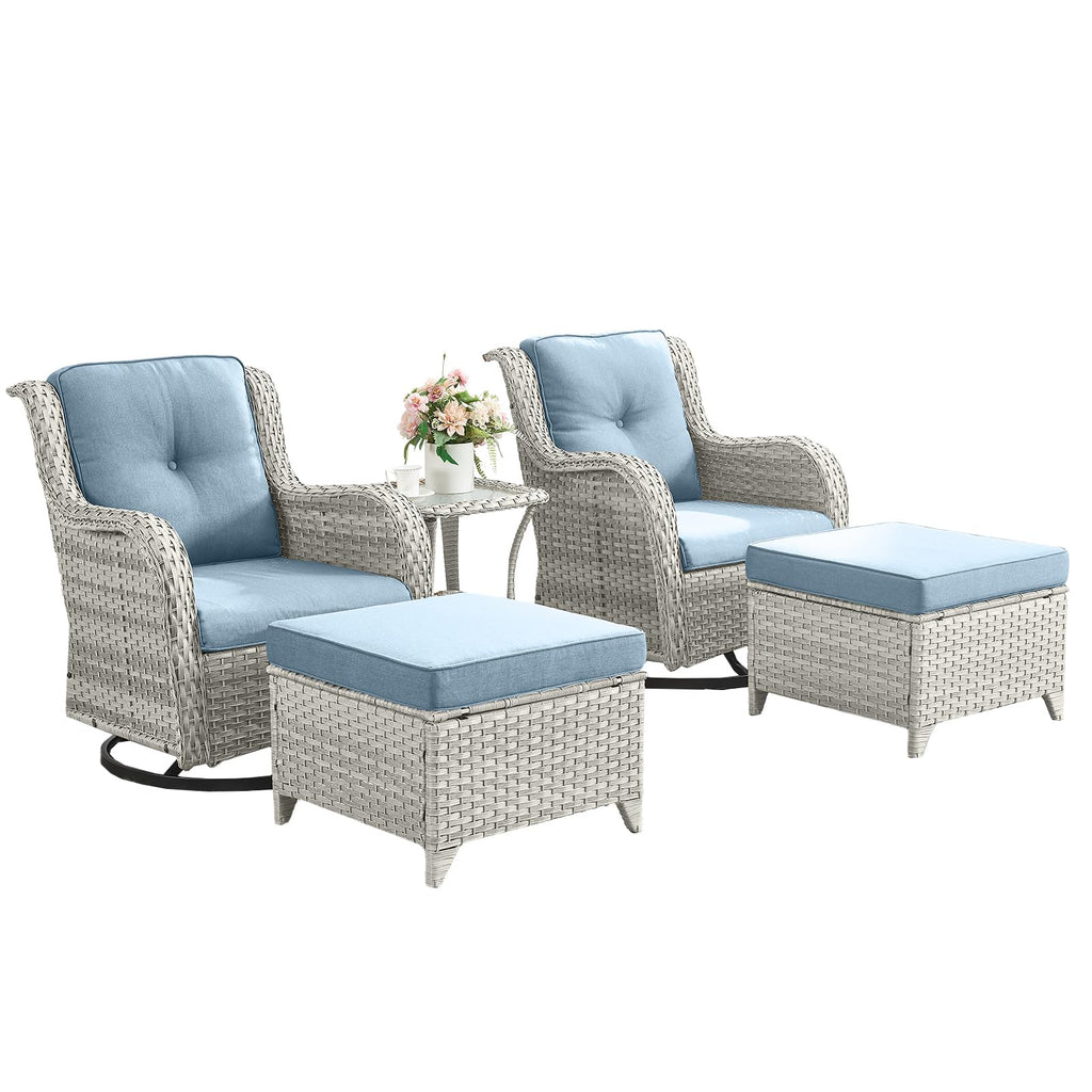 5 Piece Outdoor Swivel Rocker Chairs with Ottomans Z9751