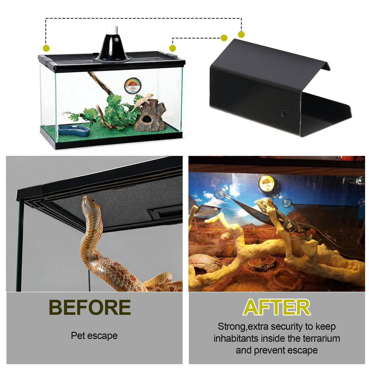 Heavy Duty Screen Clips for Reptile Terrarium Covers I3761
