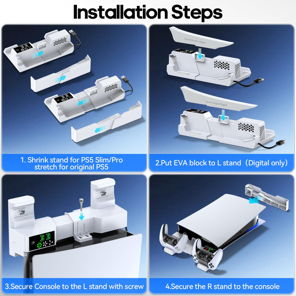 PS5 Horizontal Stand and Cooling Station with Controller Charging Station M591318