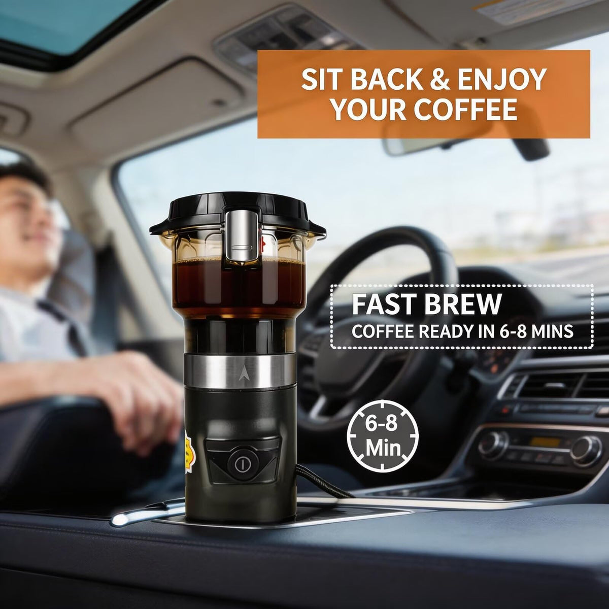 12V Portable Single Serve Car Coffee Maker with Reusable Filter S247126