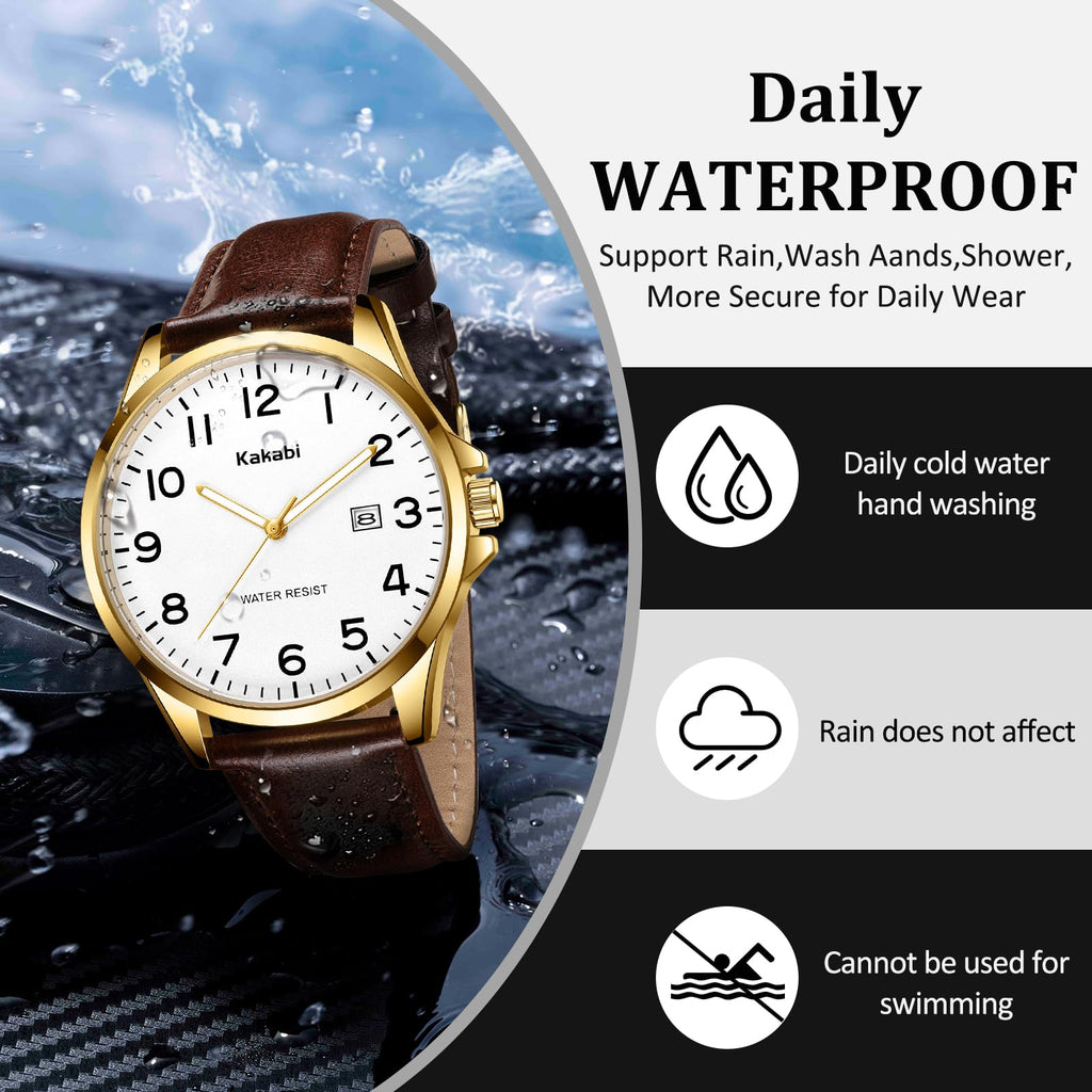 Men Fashion Minimalist Waterproof Quartz Analog Date Leather Strap Watch F967