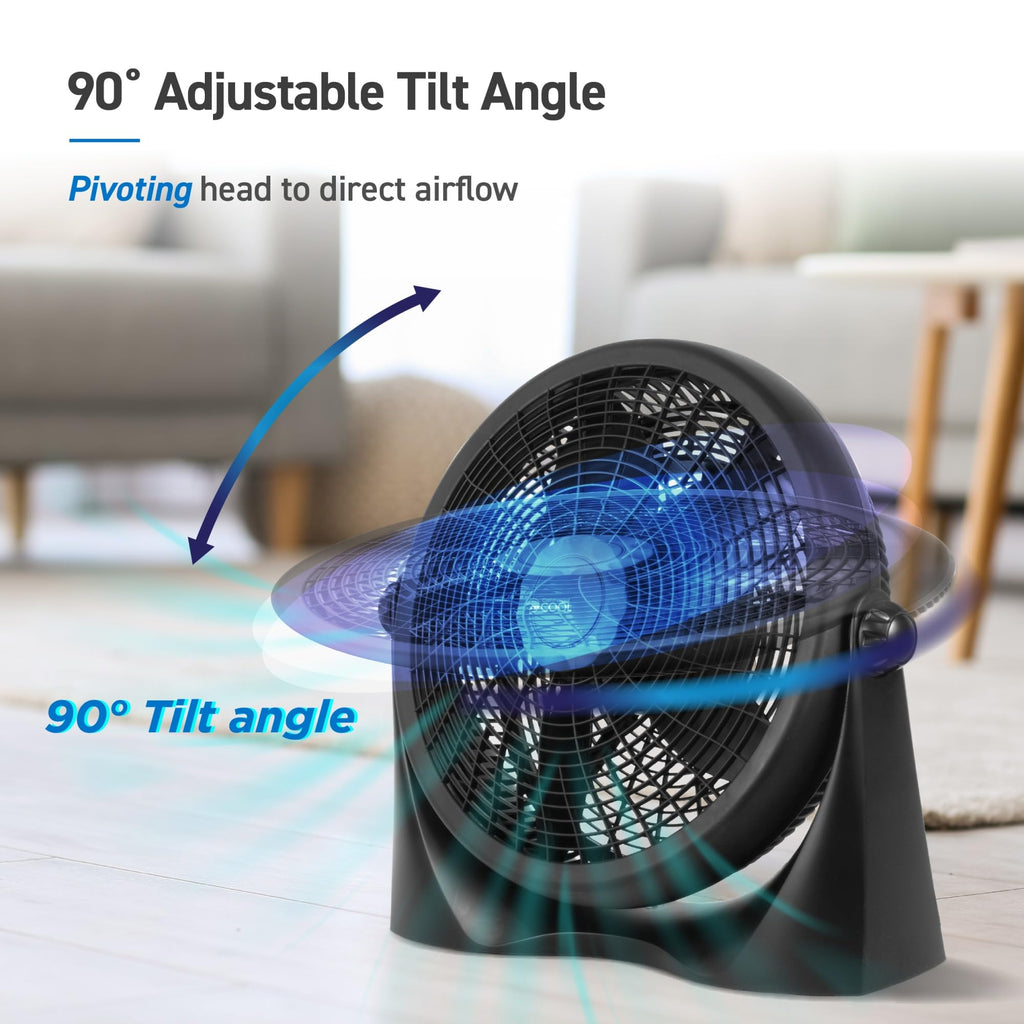 16 Inch High Velocity Floor Fan, Black D989