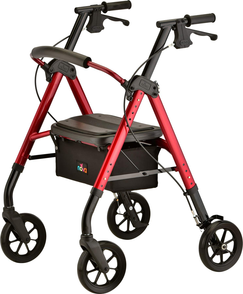 Heavy Duty Bariatric Rollator Walker, 450 lb Capacity, 8” All-Terrain Wheels, Red N94884
