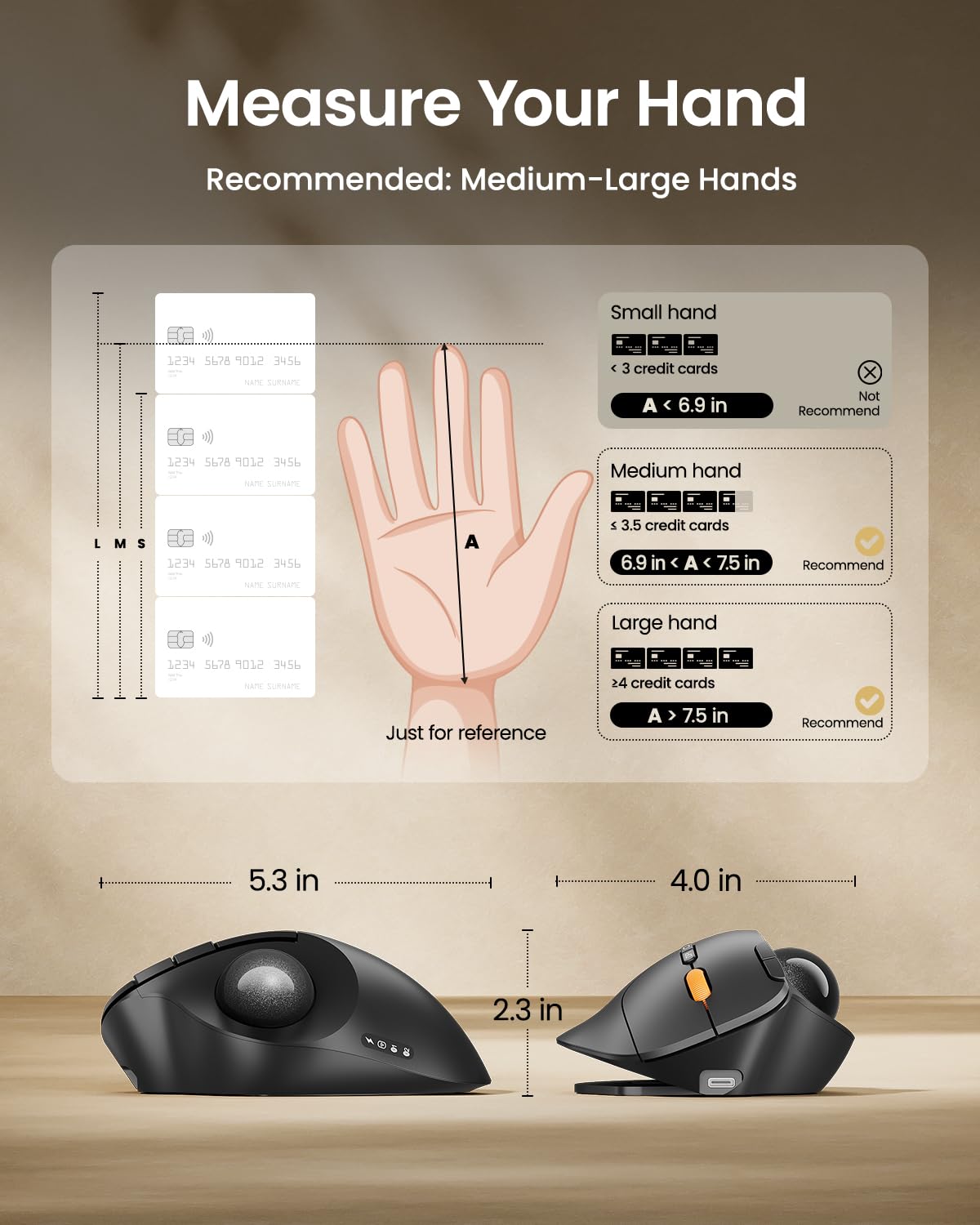 Wireless Trackball Mouse, Adjustable Angle, Gray N53796
