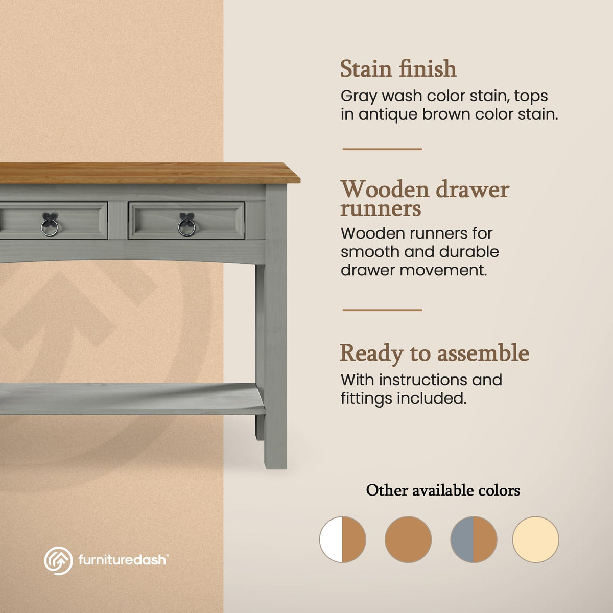 Solid Wood Console Table with 2 Drawers B7728