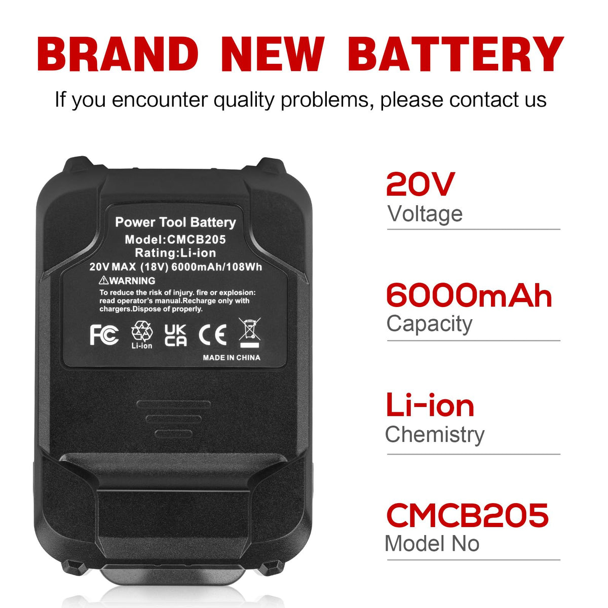 20V Lithium ion Replacement Battery J7336