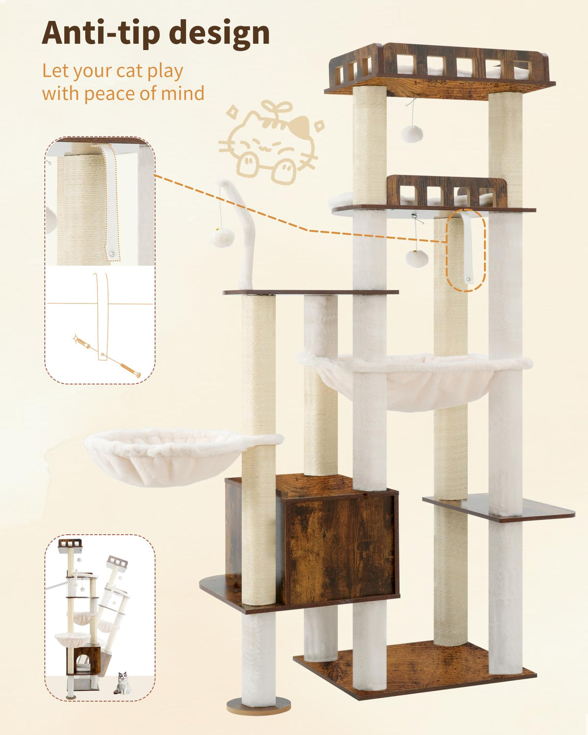 70.5" Wood Tall Cat Tree I89166