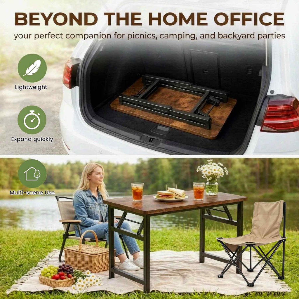 31.5 Inch Rustic Brown Folding Table X47654