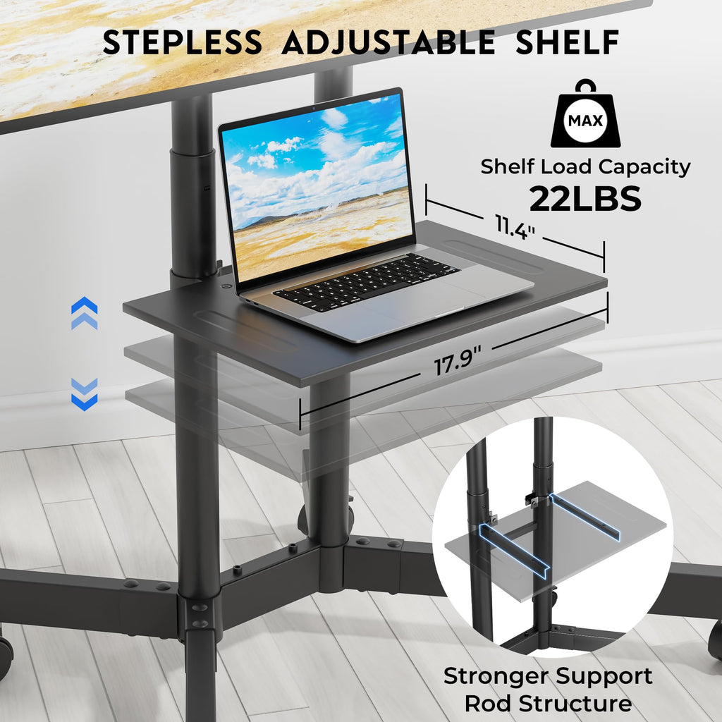 Rolling TV Stand with Tilt, Black H314