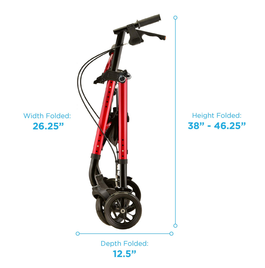 Heavy Duty Bariatric Rollator Walker, 450 lb Capacity, 8” All-Terrain Wheels, Red N94884