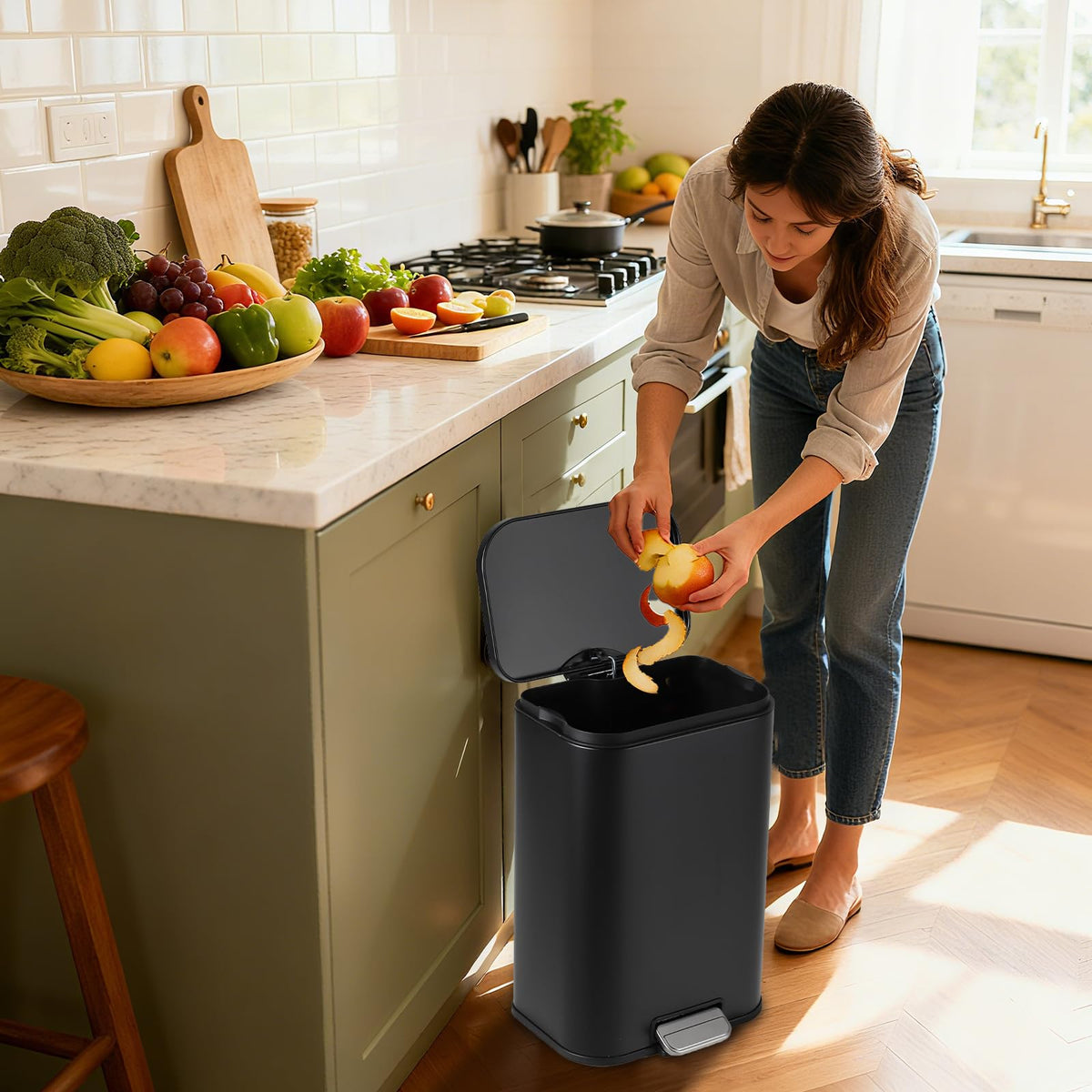 8 gal Stainless Steel Step Trash Can H96830