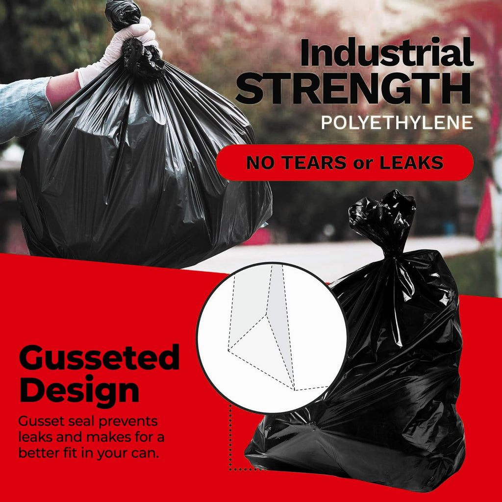 55-60 Gallon Heavy Duty Trash Bags, 50 Count, Black, 2.5 Mil N870289