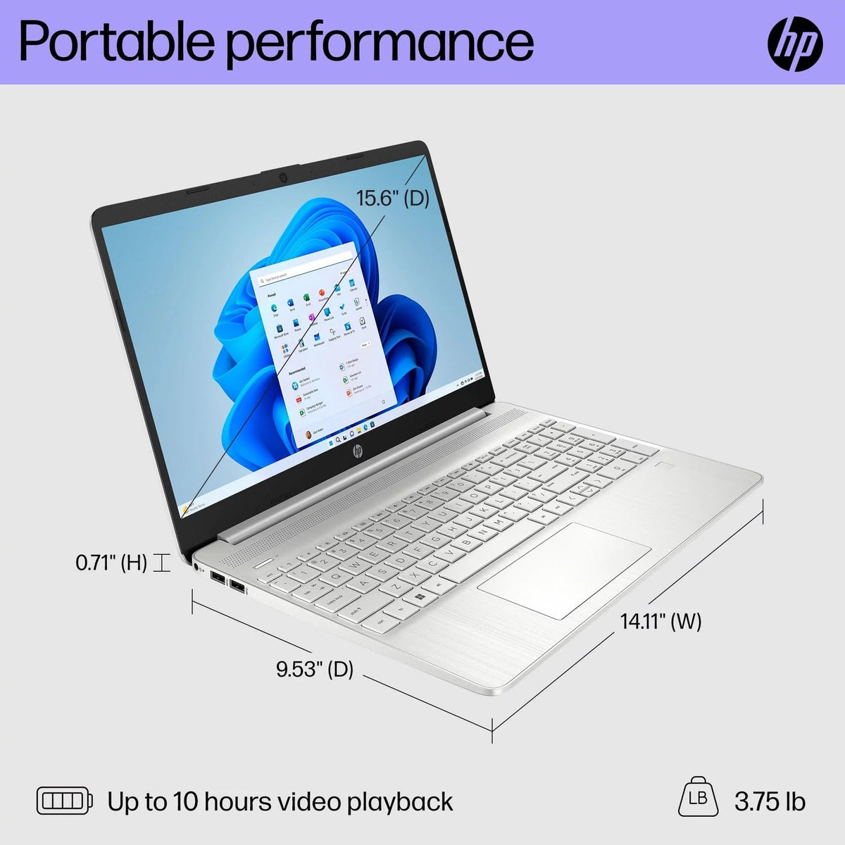 15.6" FHD Laptop, Intel Core i3, 8GB RAM, 256GB SSD Q9585
