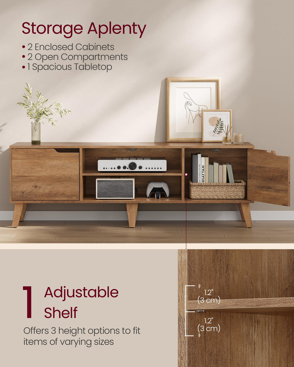 TV Stand with Adjustable Shelf C159