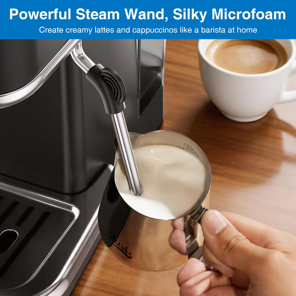 Espresso Machine with Grinder, PID & Programmable Settings, Black B15905
