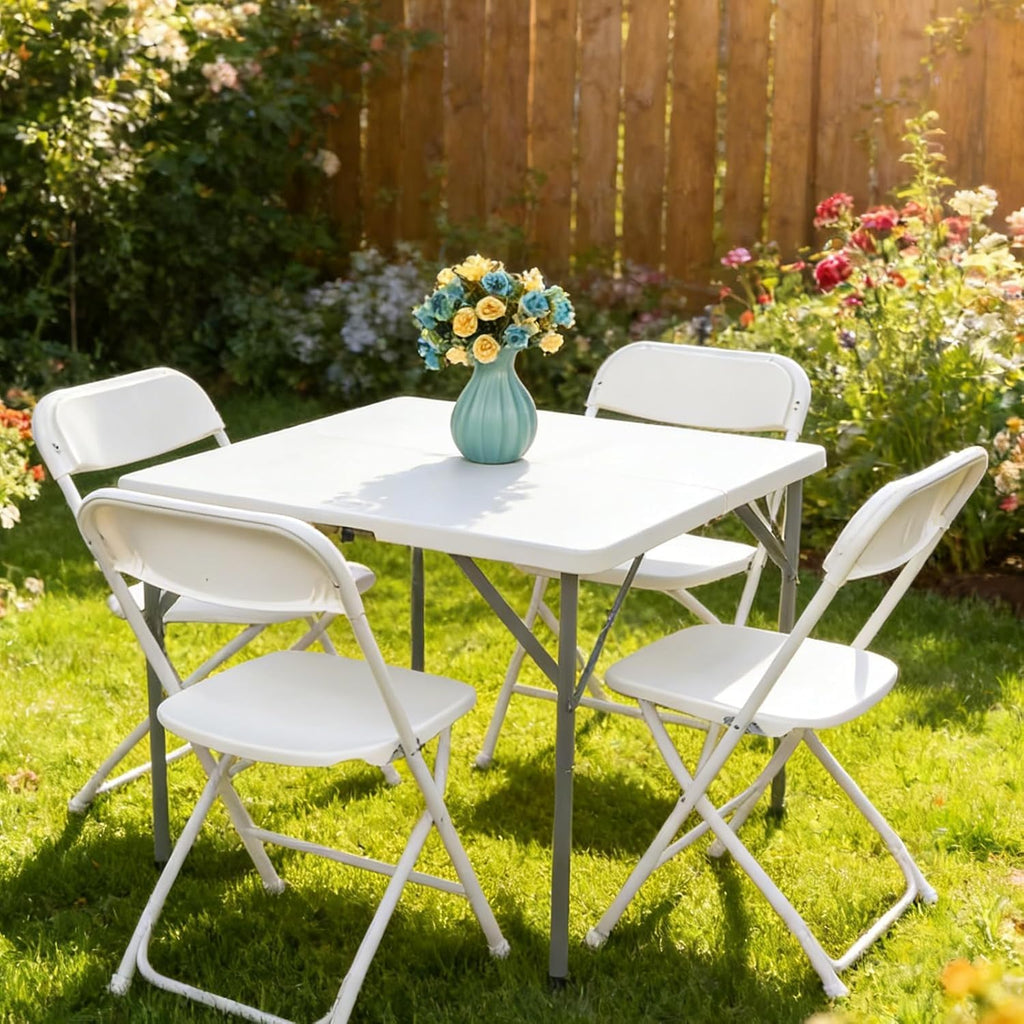 White 10 Pack Plastic Folding Chairs with Steel Frame A8244