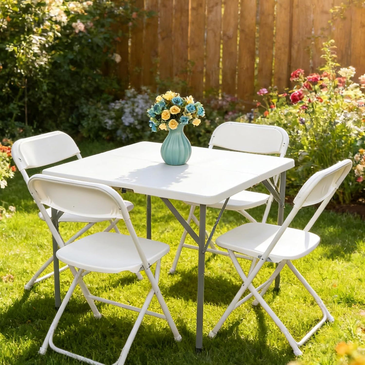White 10 Pack Plastic Folding Chairs with Steel Frame A8244