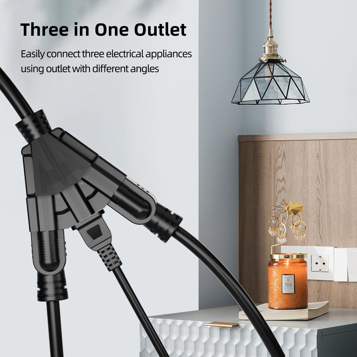 100 FT 3 Outlet Outdoor Extension Cord Waterproof 16/3 SJTW Black N820733