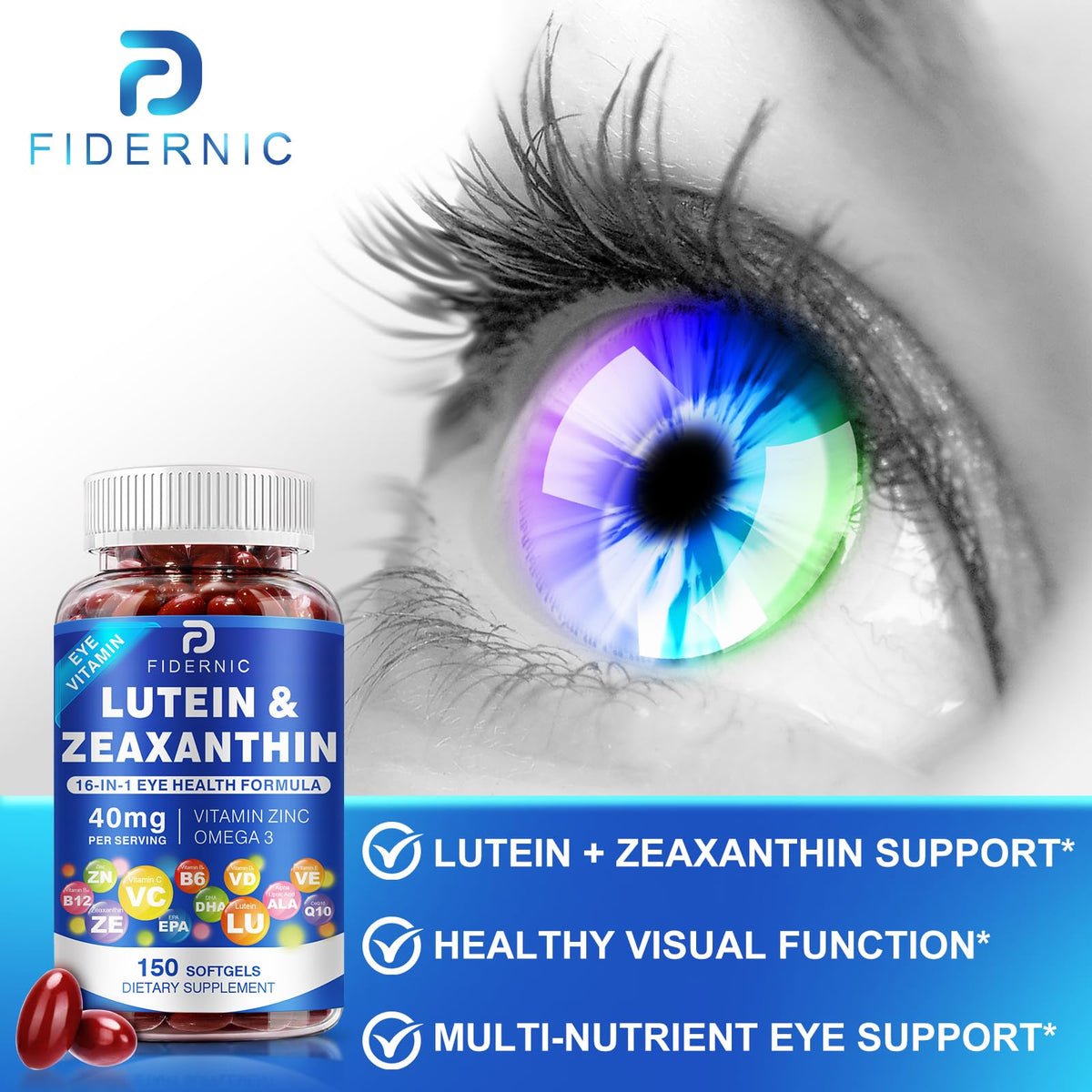 Lutein and Zeaxanthin Eye Vitamins 150 Softgels X88952