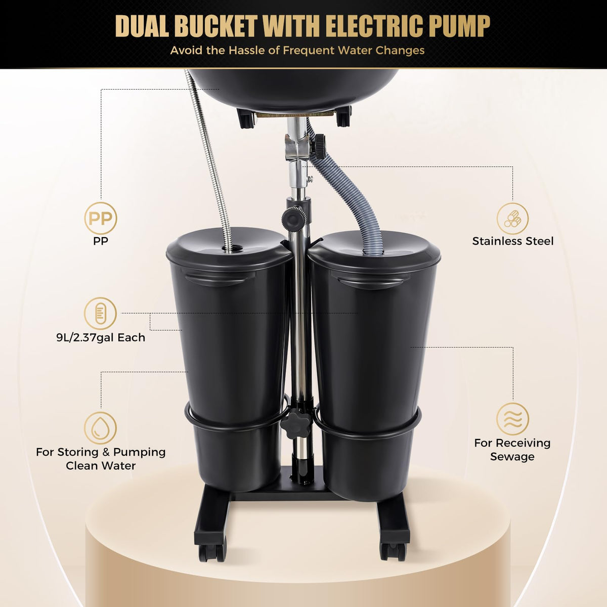 Electric Double Bucket Salon Sink Portable Shampoo Bowl G82141