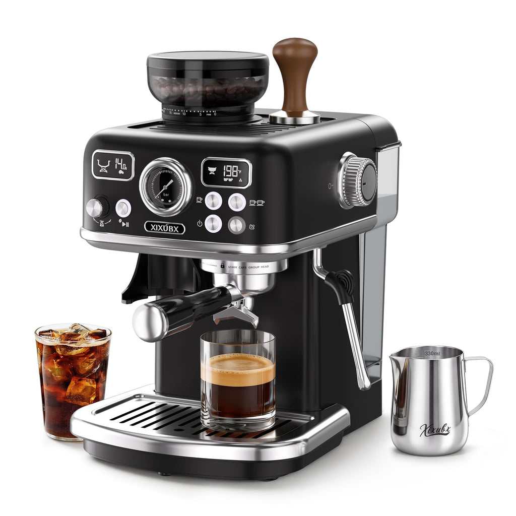 Espresso Machine with Grinder, PID & Programmable Settings, Black B15905