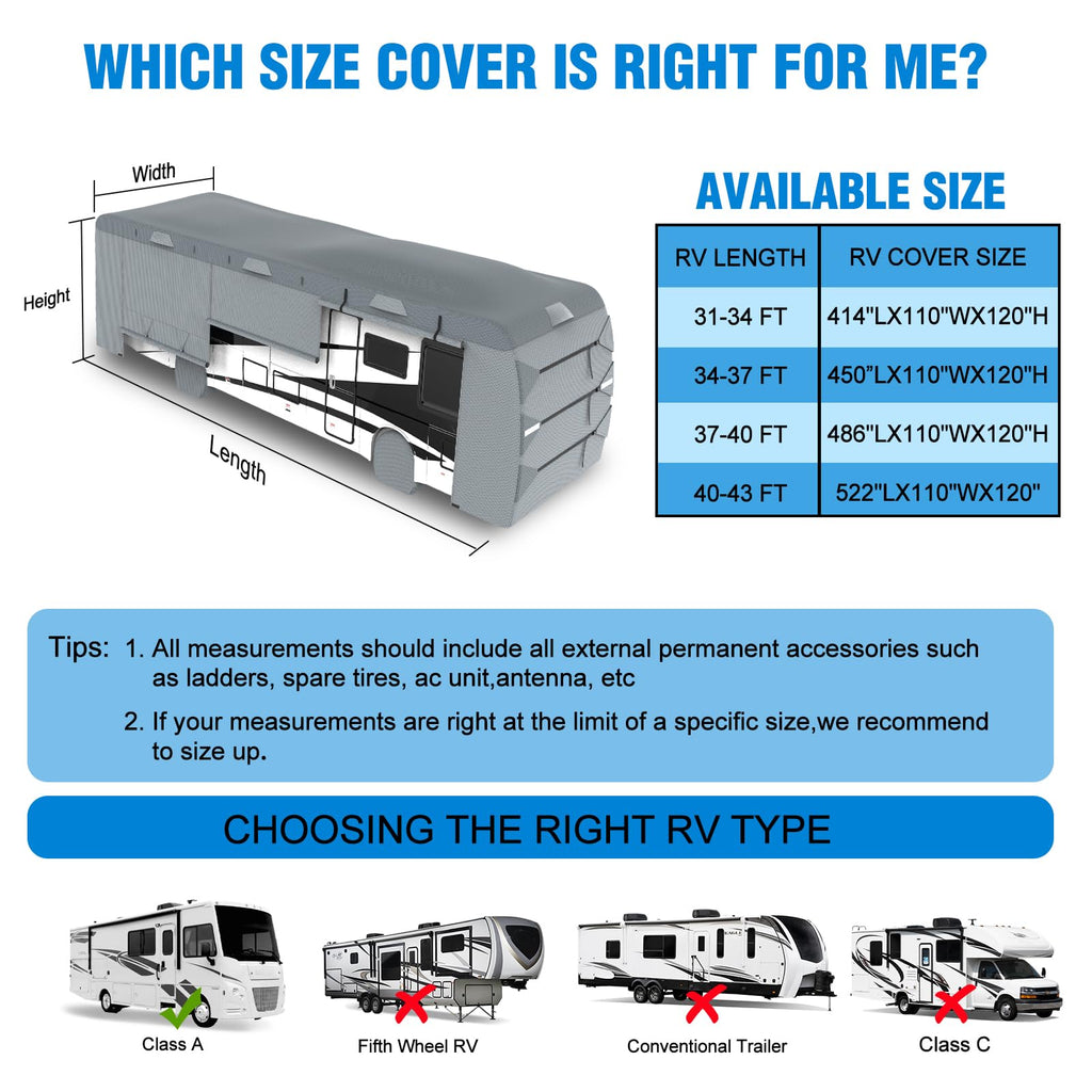 37'-40' Class A Motorhome RV Cover Z70318