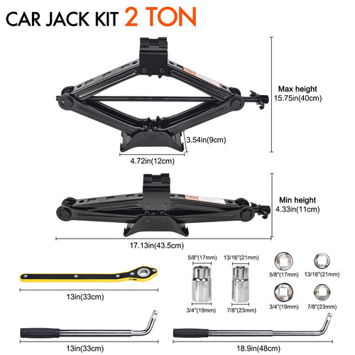 2 Ton Scissor Car Jack with Lug Wrench O95589