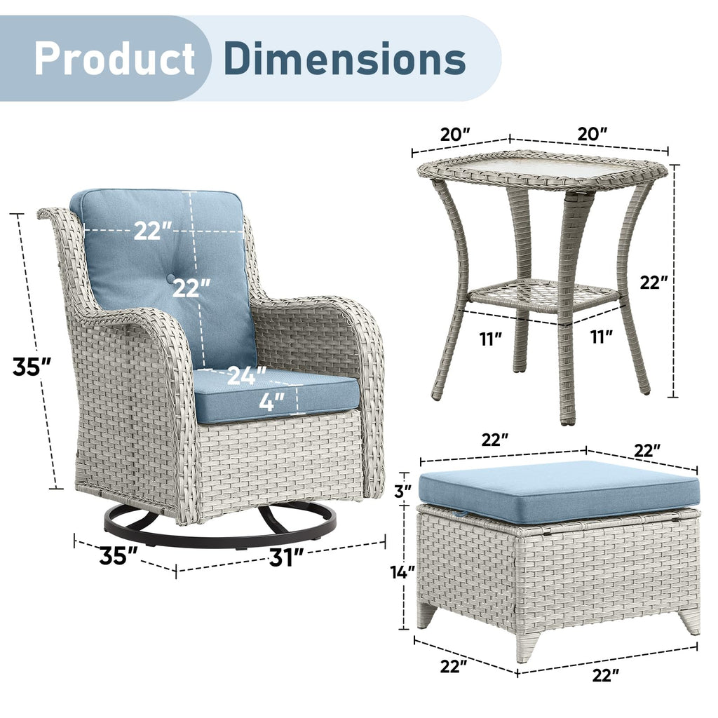 5 Piece Outdoor Swivel Rocker Chairs with Ottomans Z9751