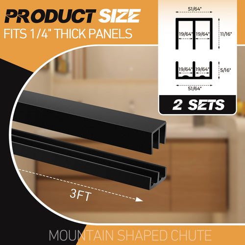2 Sets Plastic Sliding Door Track Set E184244