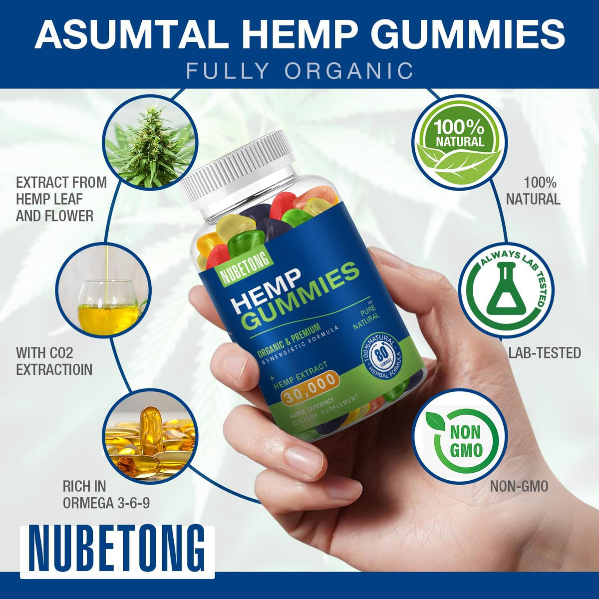 Organic Hemp Gummies Supplement 2 Packs Q337223