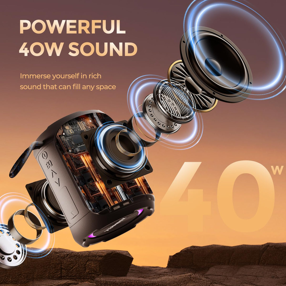 Portable Bluetooth Speaker 40W IPX7 Waterproof J310