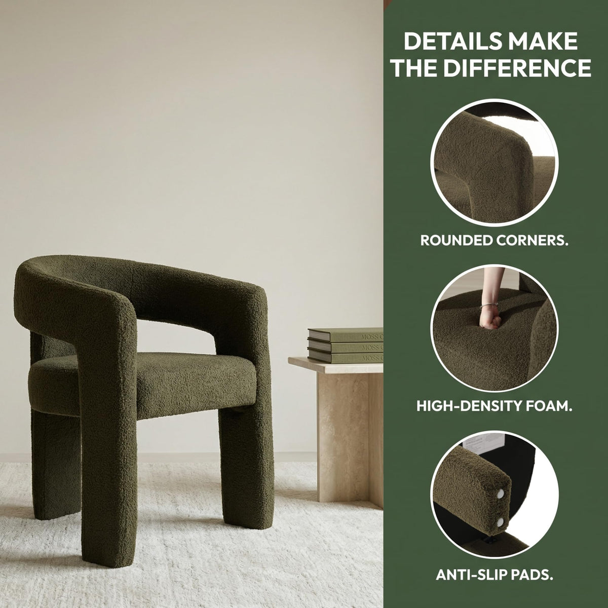 Green Sherpa Barrel Dining Chairs Set of 2 T2650