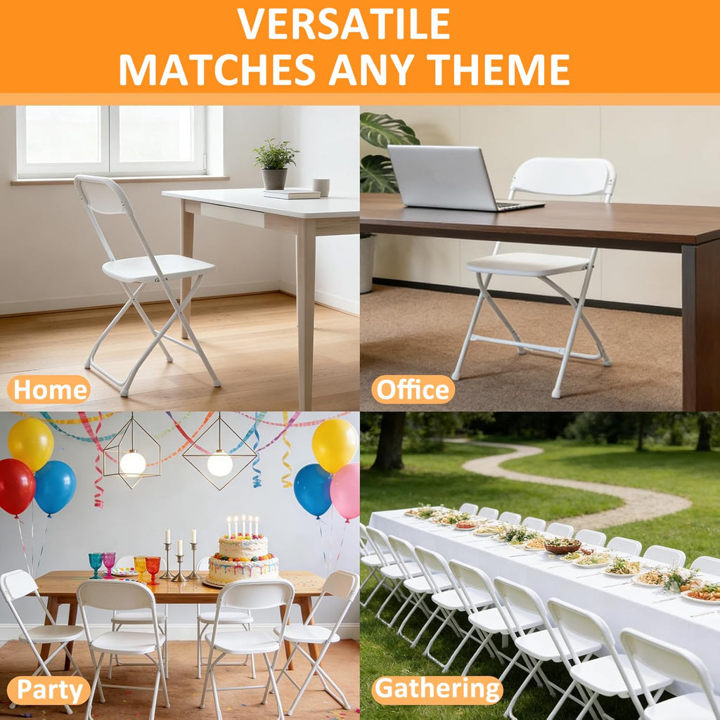 White 10 Pack Plastic Folding Chairs with Steel Frame A8244