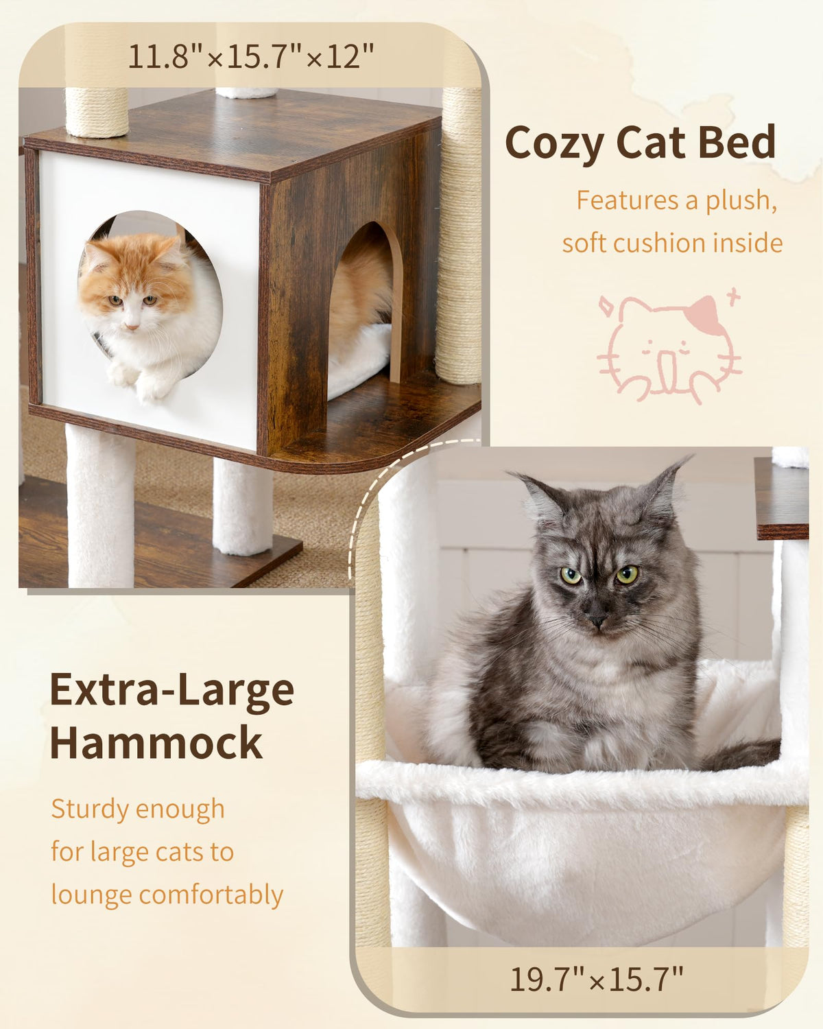 70.5" Wood Tall Cat Tree I89166