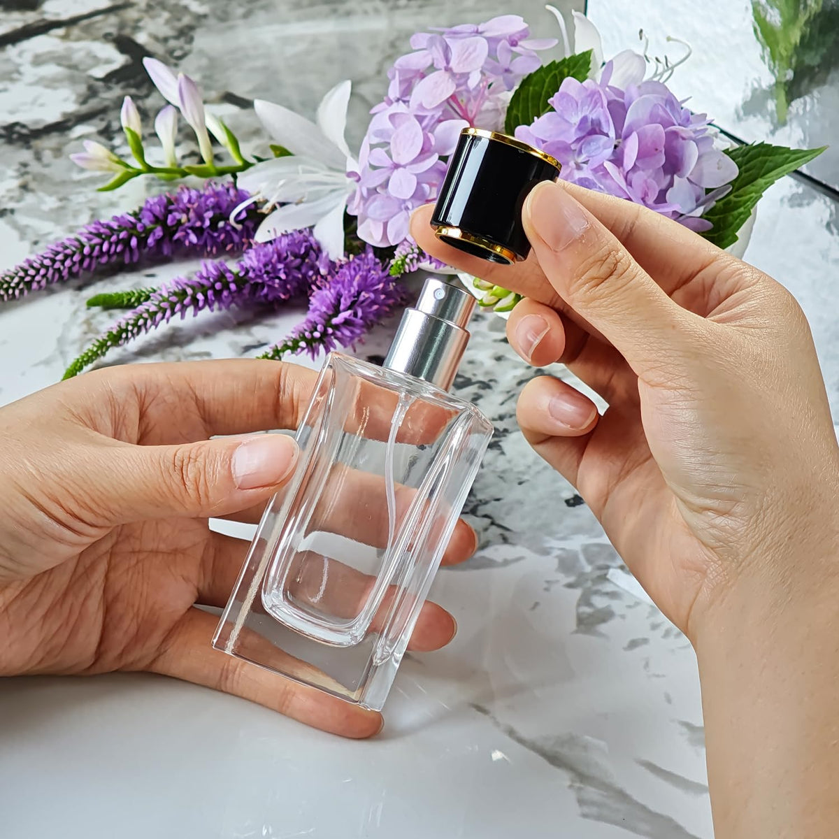 2 Pack 50ml Glass Spray Perfume Bottle Atomizer N945