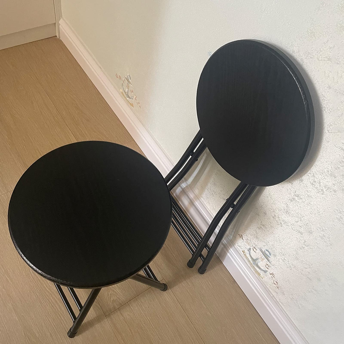 Folding Stool Round Wooden Board X298037