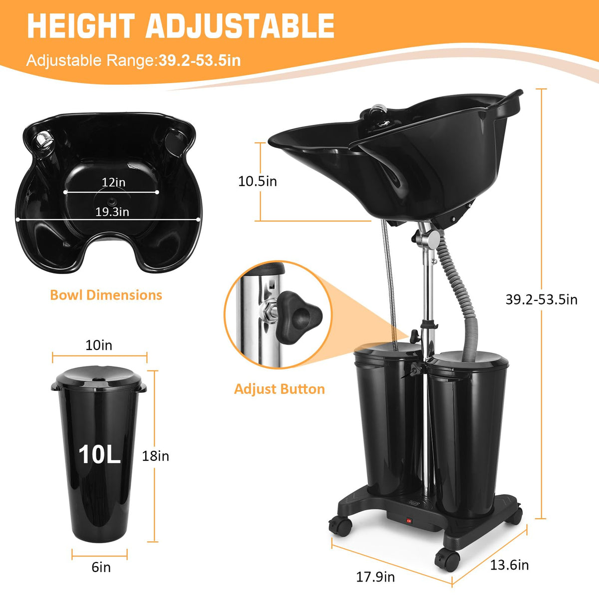 Portable Shampoo Bowl with Electric Pump O4037