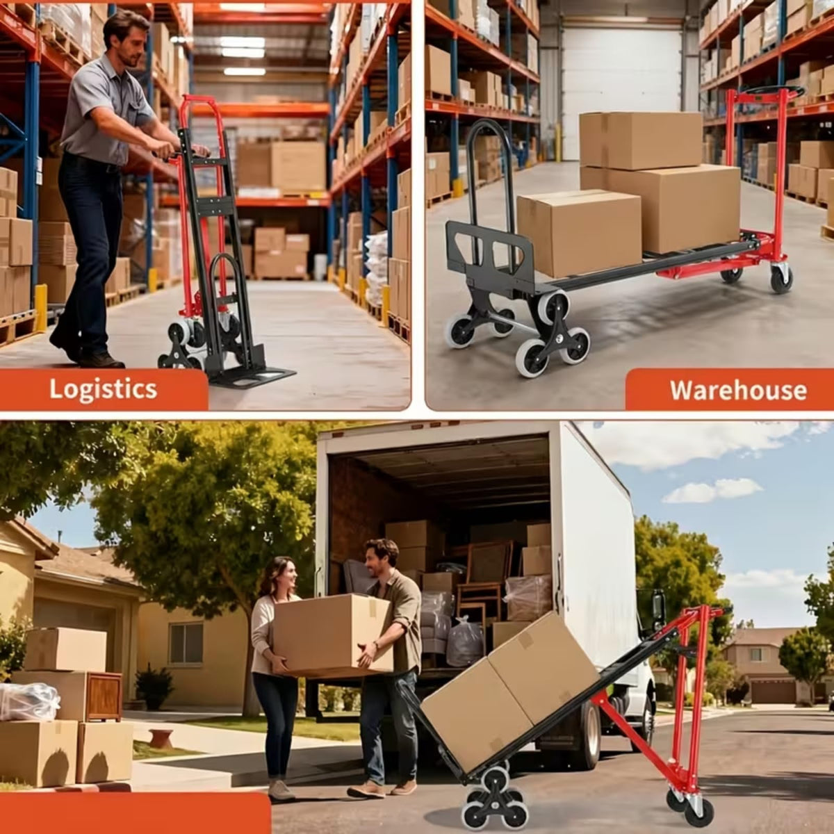 Heavy Duty 1000 LBS 4-in-1 Convertible Steel Hand Truck W16756