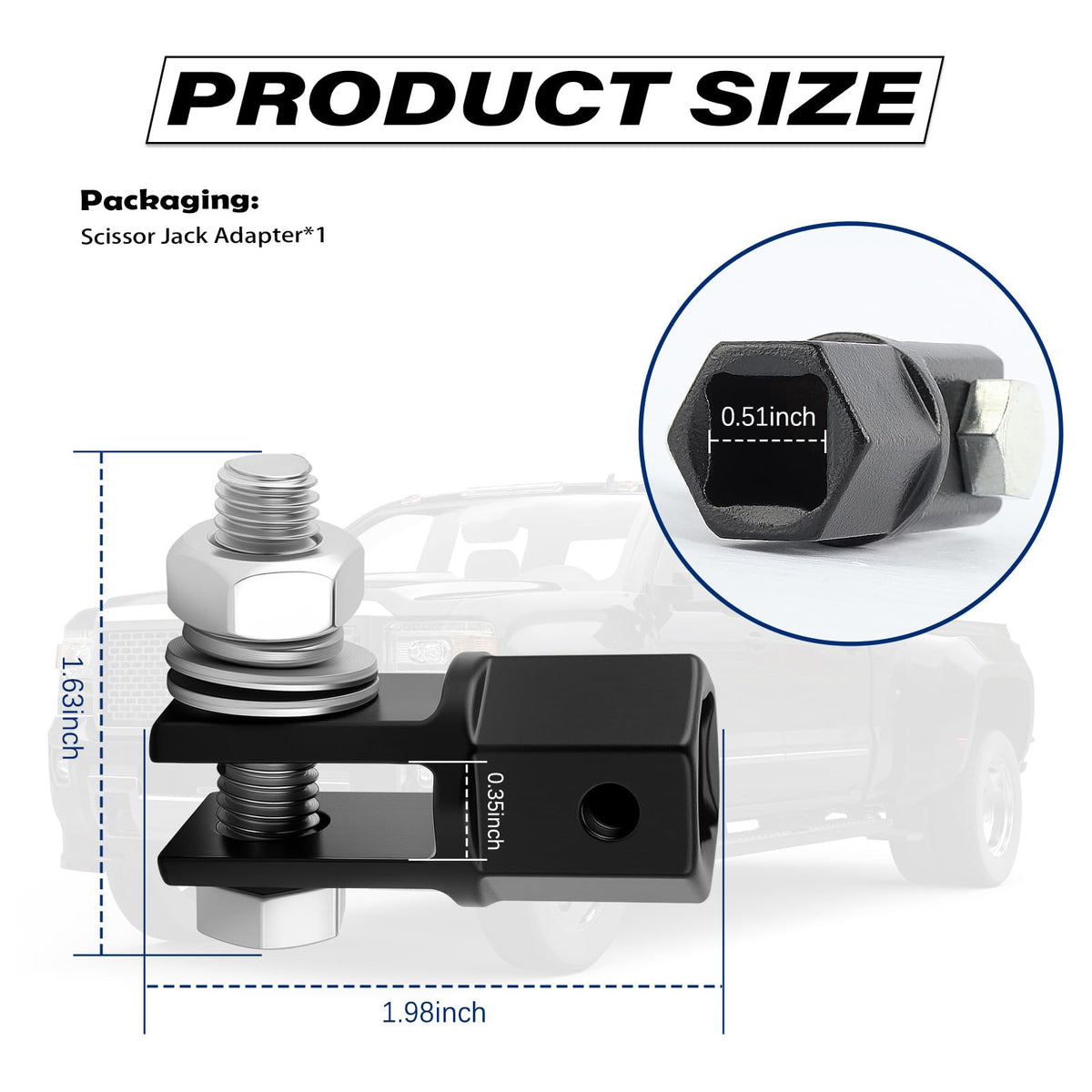 Scissor Jack Adapter for 1/2" Impact Drills or 13/16" Lug Wrench T8284