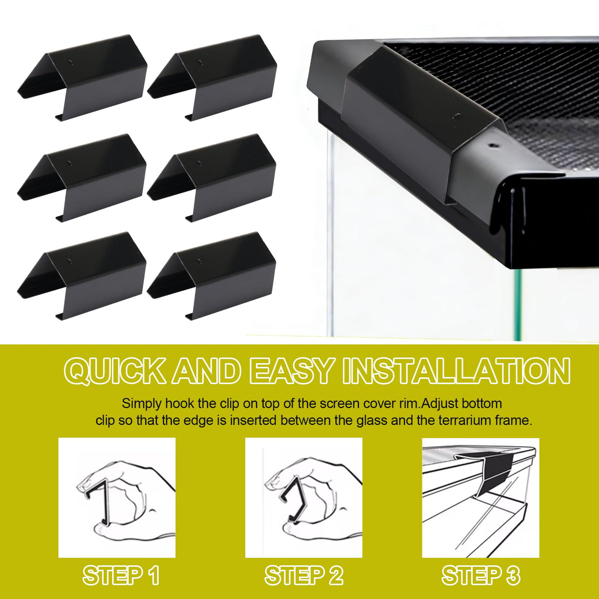 Heavy Duty Screen Clips for Reptile Terrarium Covers I3761