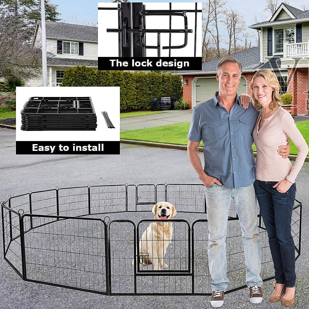 Heavy Duty Metal Fold Dog Playpen with Safety Door, 24 inch W978