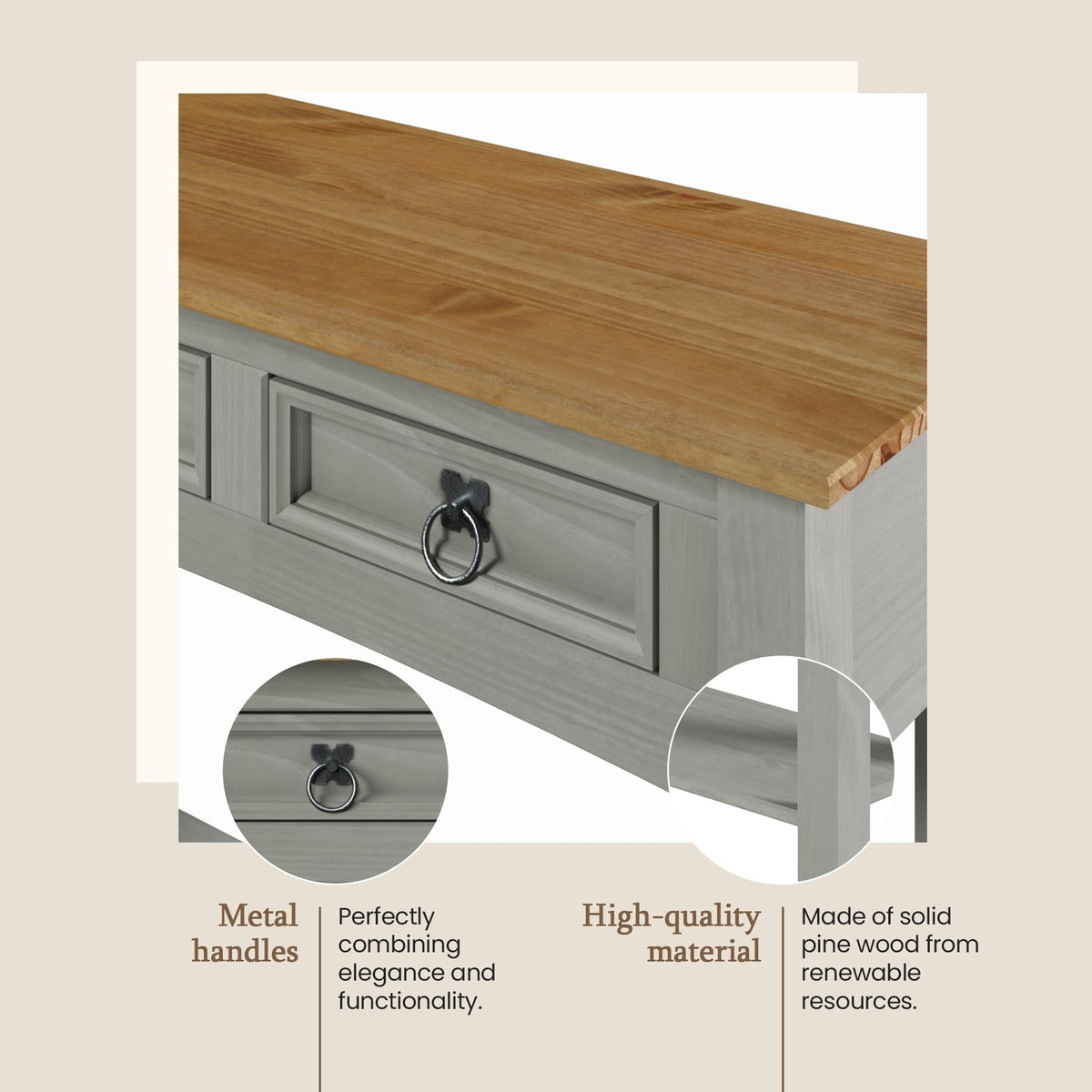Solid Wood Console Table with 2 Drawers B7728